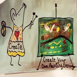 Art Mouse painting at her easel, drawn by Connie