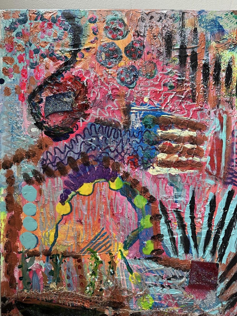 A dense abstract full of color and texture
