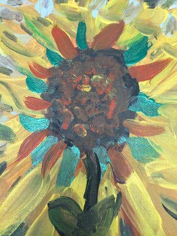 A sunflower in bold brushstrokes