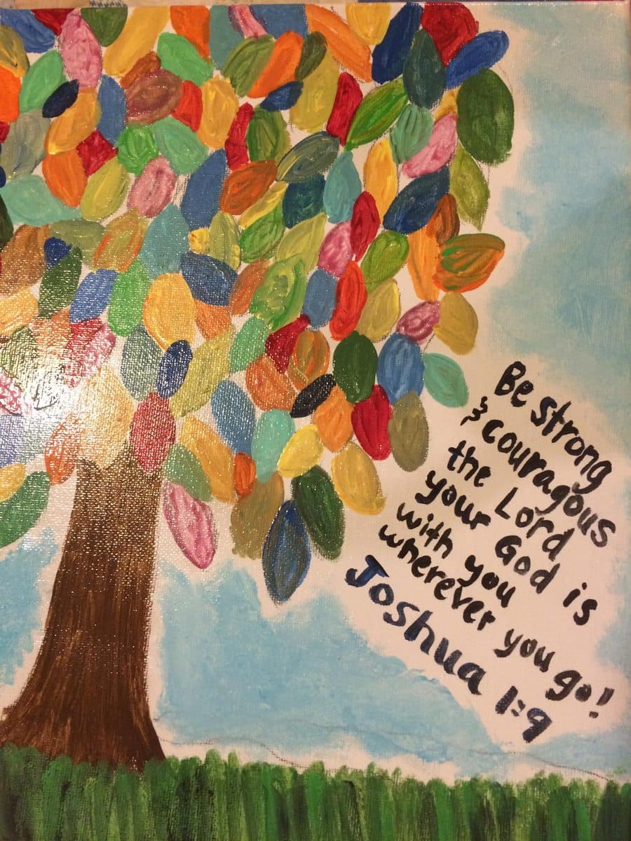 Tree of life with hand-lettered verse
