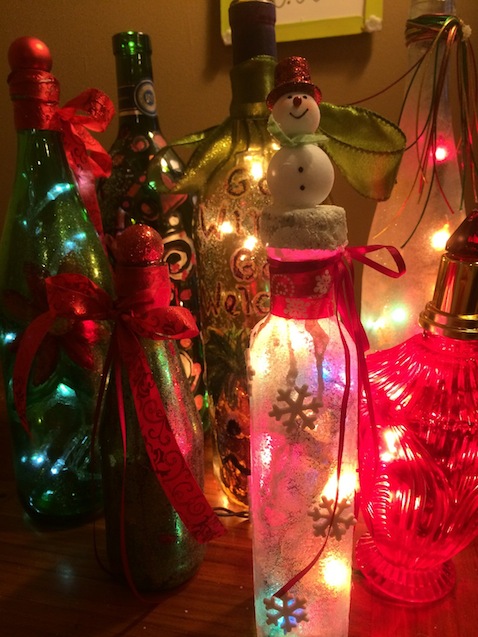 holiday wine bottle led lights craft project